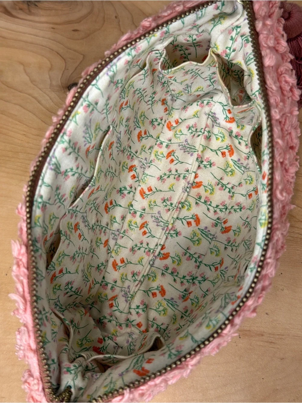 Anthropologie Blush Pink Textured Tassel Essential Oil Bag